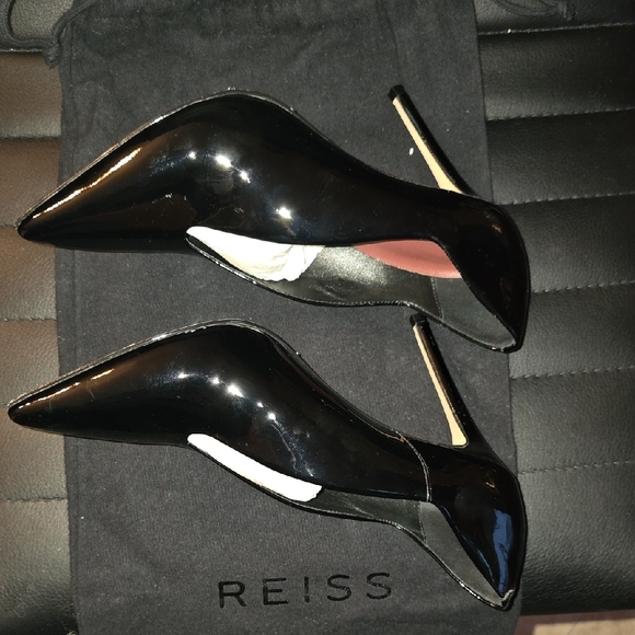 Reiss Black Patent Pointed-Toe Leather Heels - Picture 2 of 12